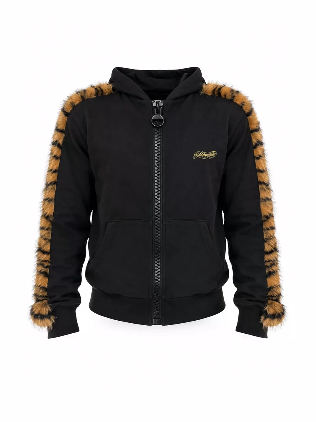 KARMANISTIC | Leopard Trim Relaxed Zip-Up Hoodie