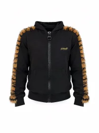 KARMANISTIC | Leopard Trim Relaxed Zip-Up Hoodie
