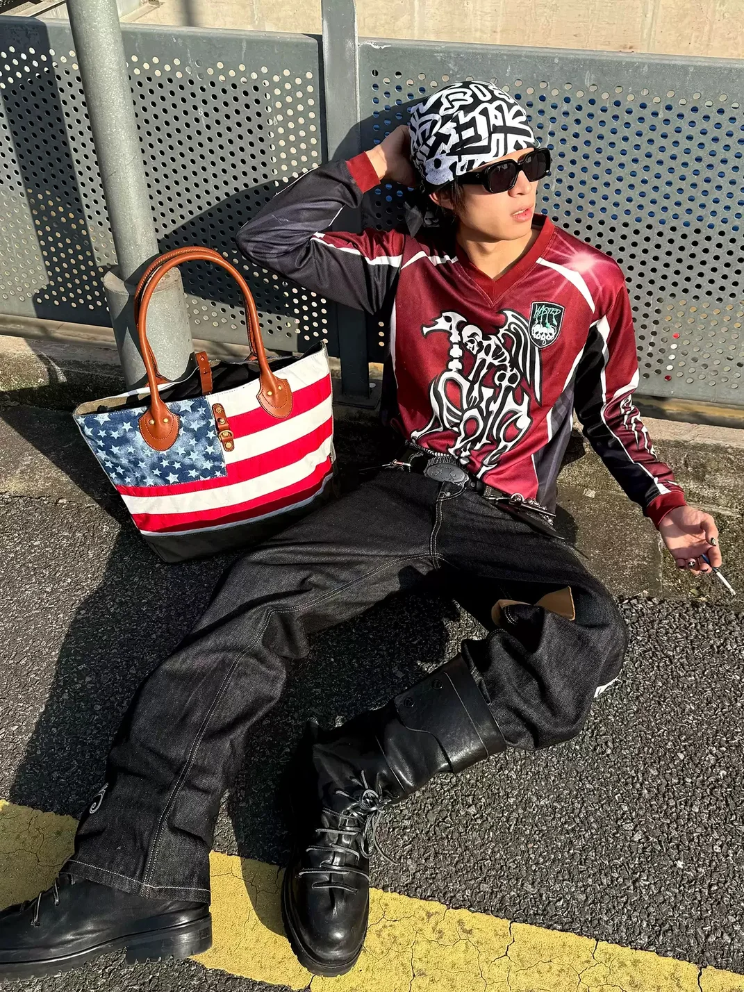 WASTED | Skull Embroidered Colorblock Hockey Jersey