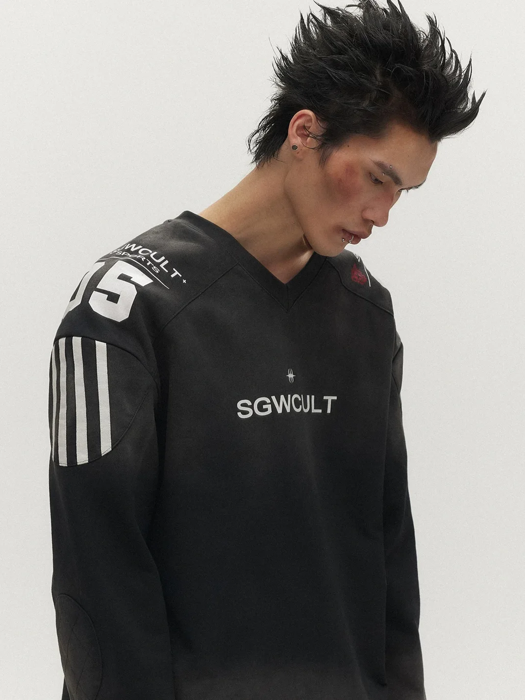 SAXGENWON | Washed Distressed Boxy Football Sweatshirt
