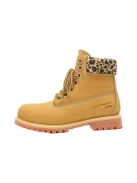 ADC | Leopard-Trim Yellow Lace-Up Boots
