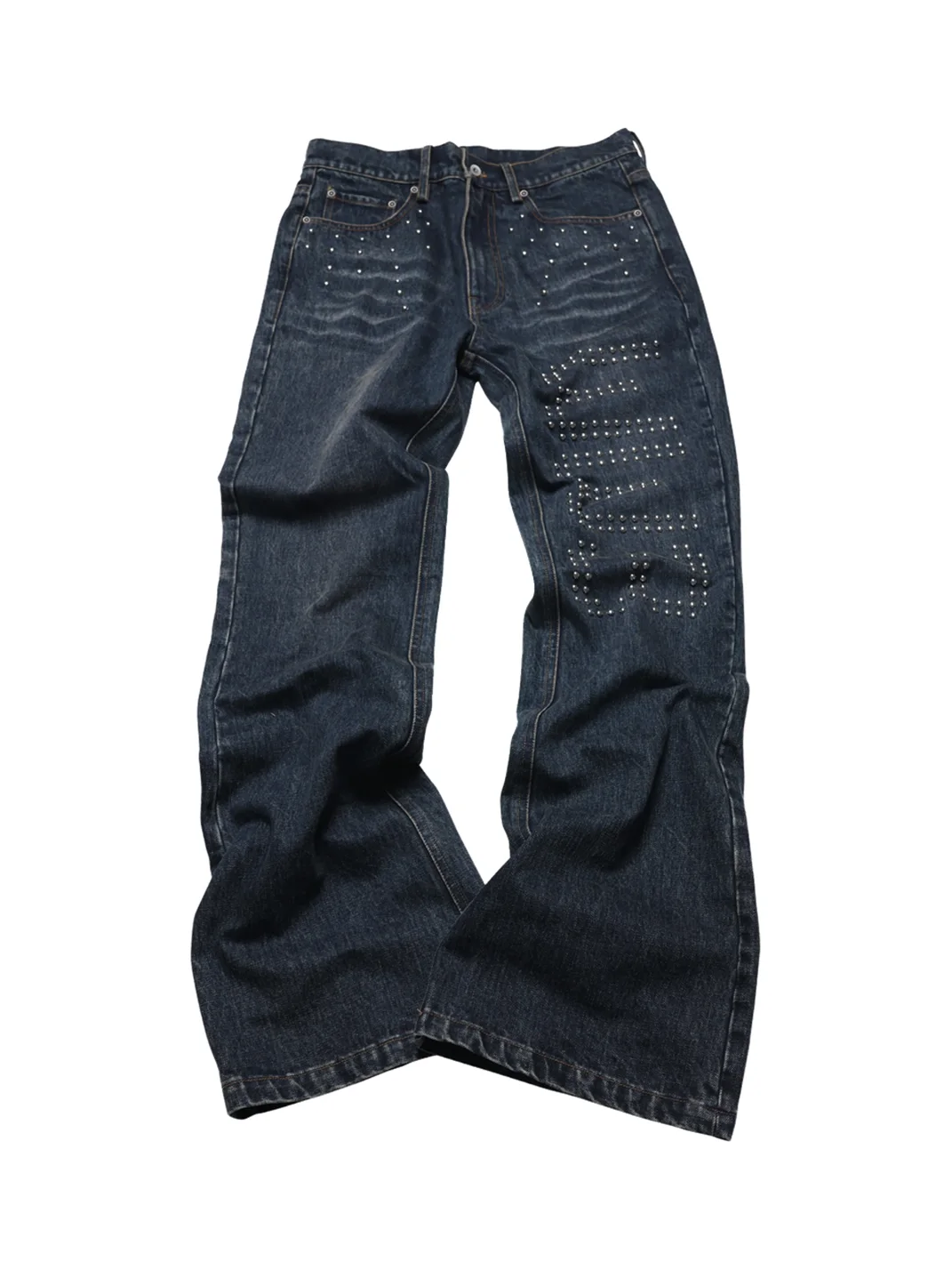 PCCVISION | Washed Studded Wide-Leg Jeans