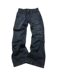 PCCVISION | Washed Studded Wide-Leg Jeans
