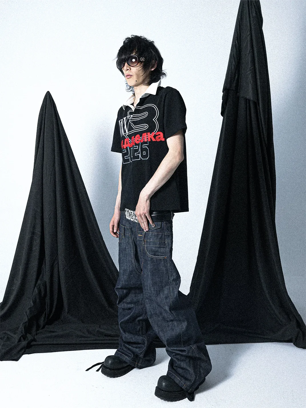 PCCVISION | Black Embroidered Polo Shirt