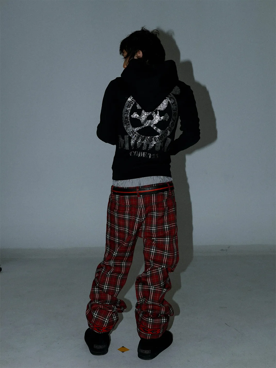 PCCVISION | Plaid Embroidered Pleated Wide-Leg Casual Pants