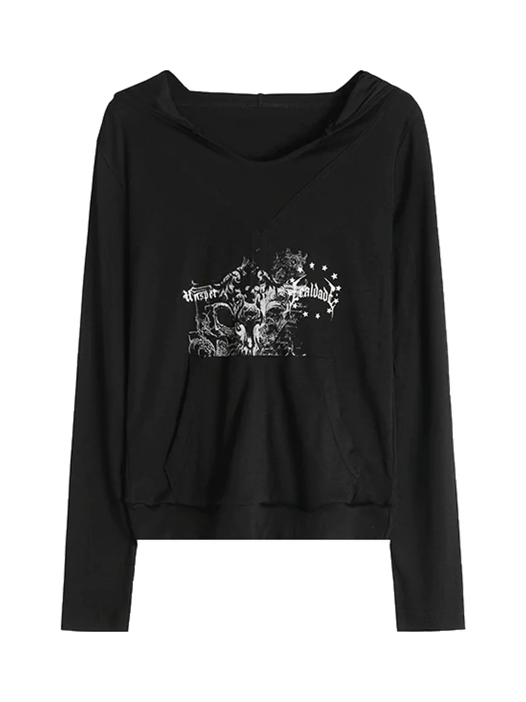 BIGGOLD | Slim Fit Graphic Hooded Long Sleeve T-Shirt