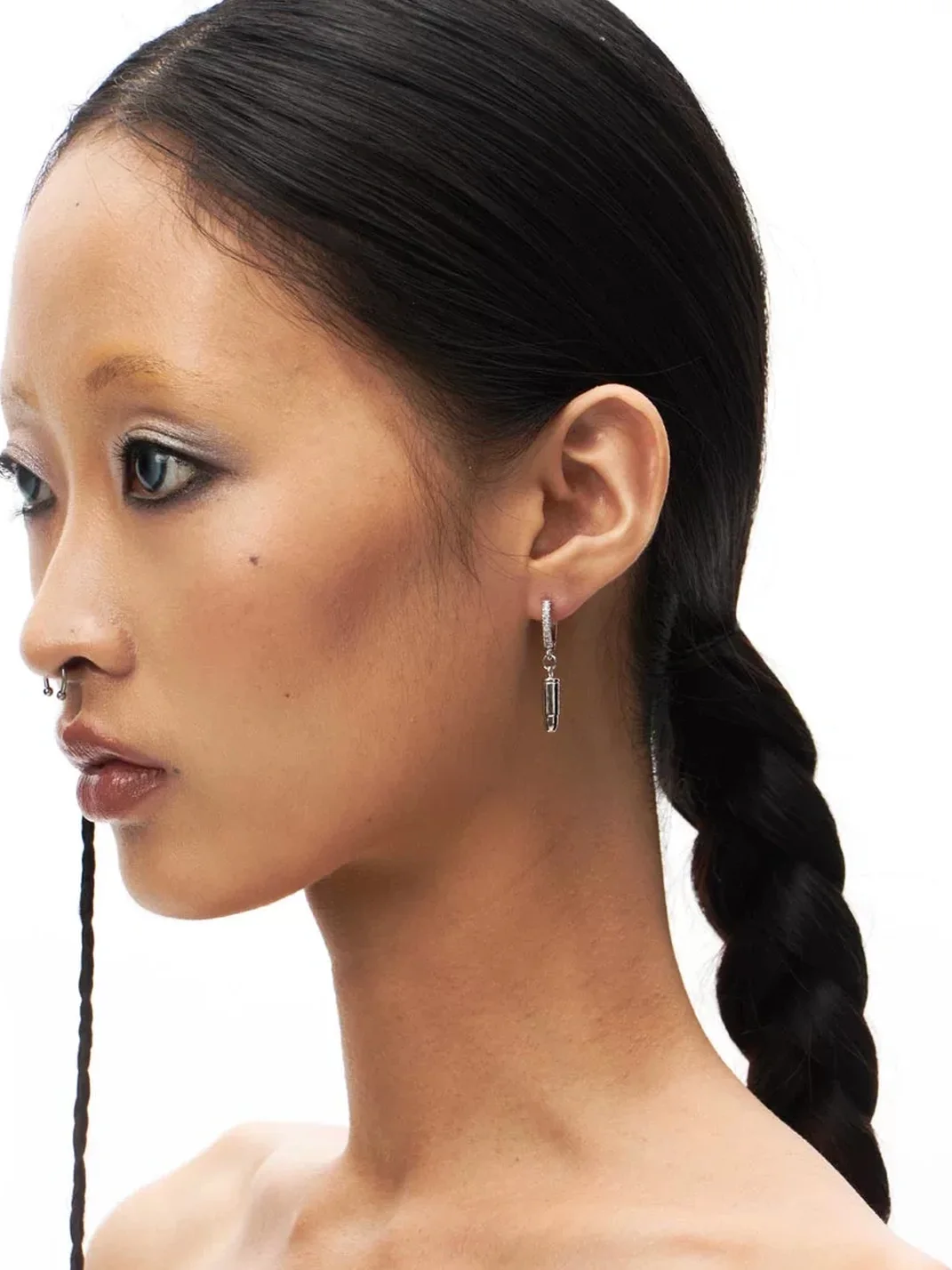 SchwarzGold | Zircon Bullet Pendant Hoop Earrings
