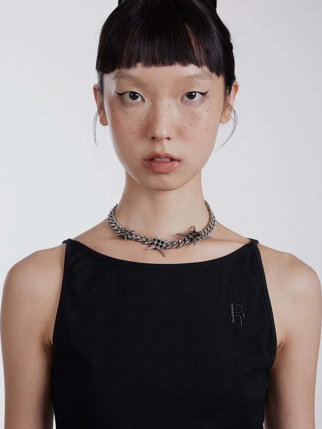 SchwarzGold | Distressed Geometric Cross Cuban Chain Necklace