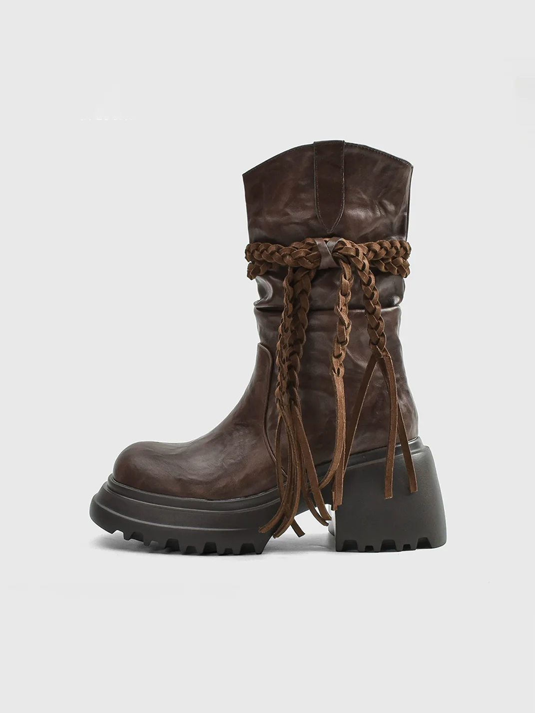 In lucky | Fringe Platform Ruched Boots