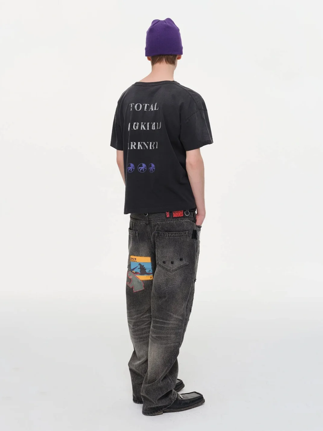 SONGAADON | Distressed Patchwork Embroidered Straight Leg Jeans