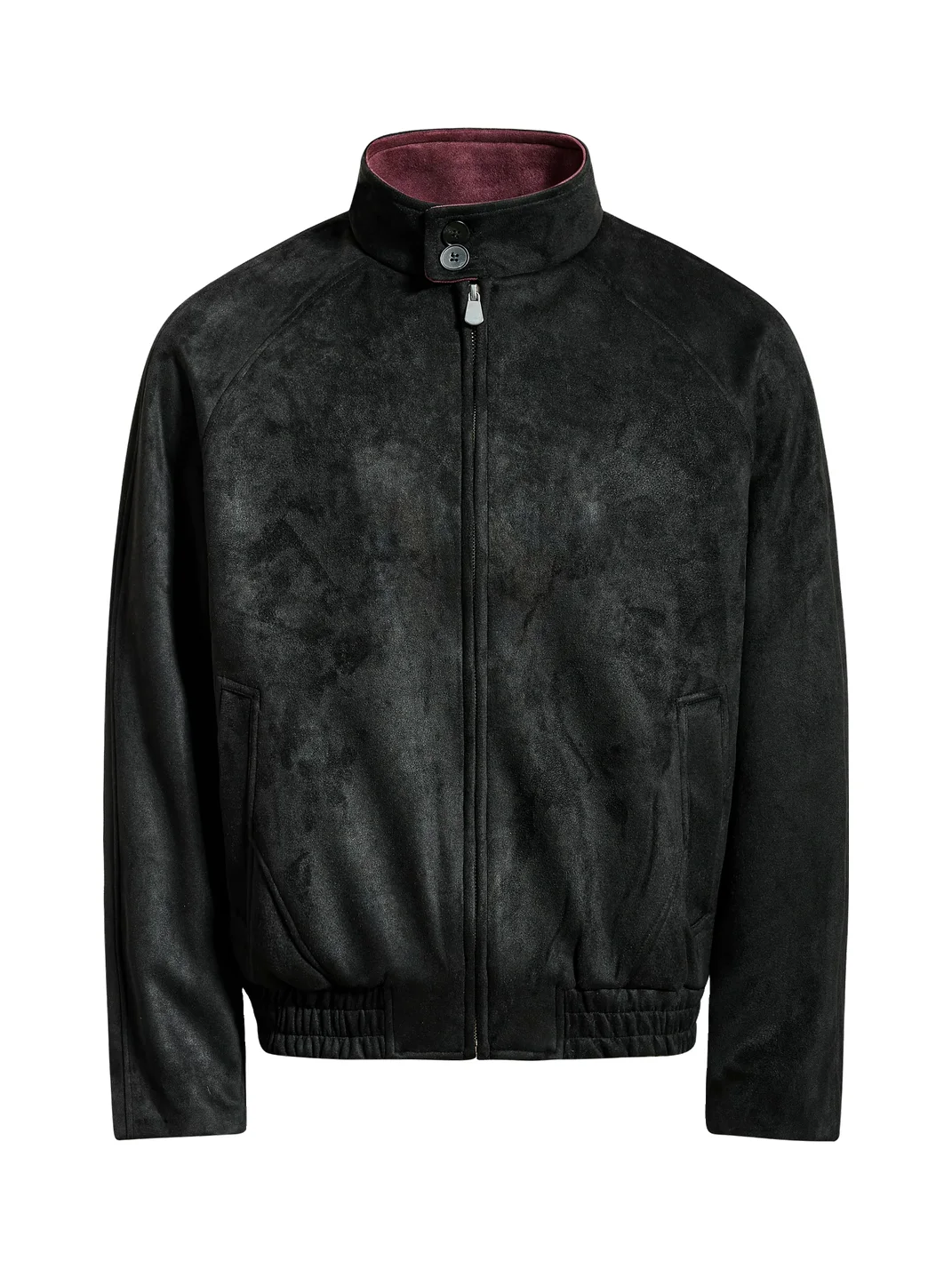 BIGGOLD | Suede-Texture Stand Collar Cropped Jacket