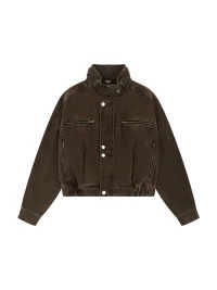 BIGGOLD | Cropped Denim Biker Jacket