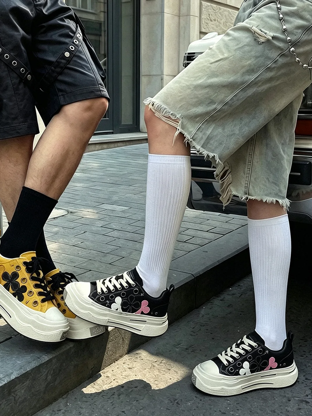 Shootbrand | Distressed Platform Canvas Sneakers