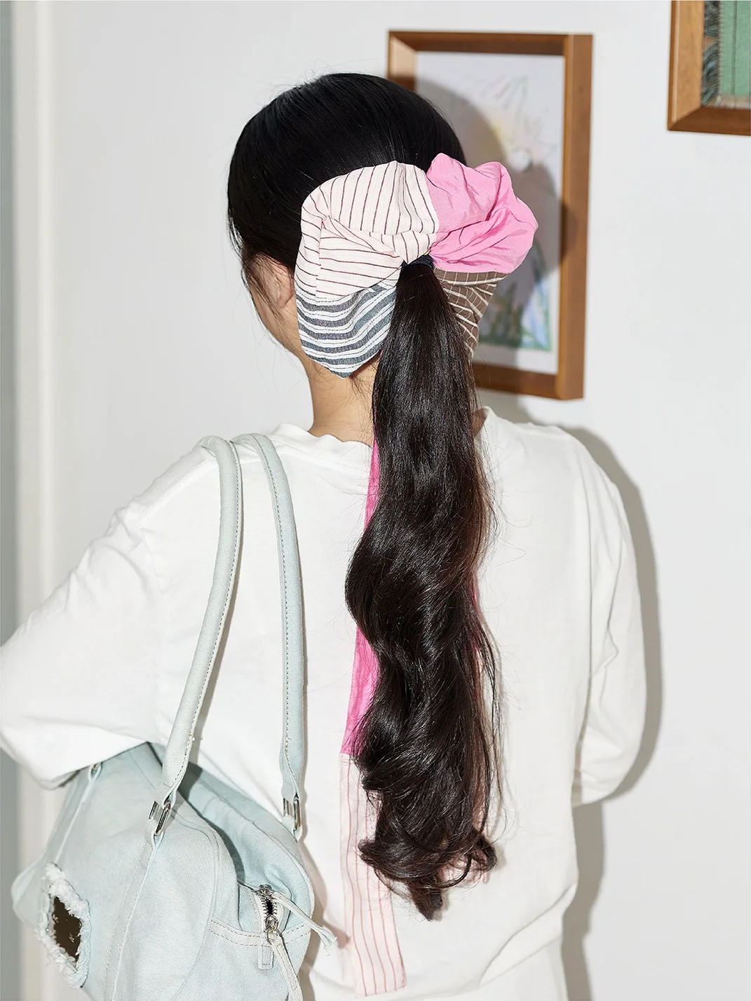 Wishmore | Patchwork Plaid Ribbon Scrunchie