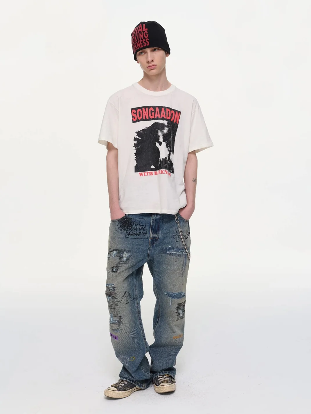 SONGAADON | Godzilla Graphic Distressed Washed T-Shirt