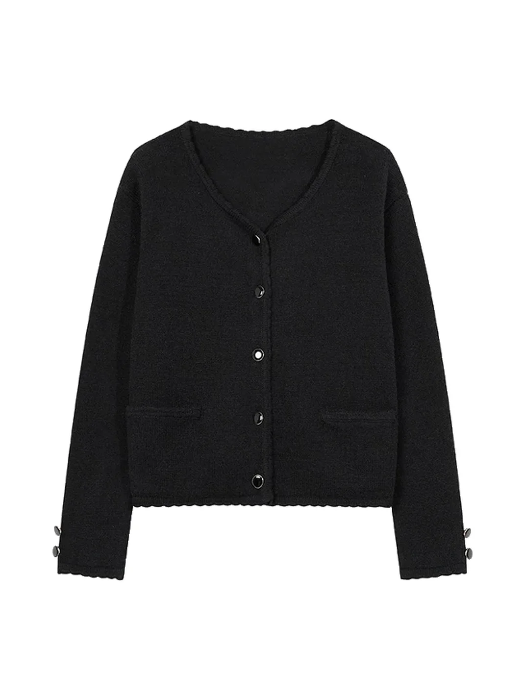 BIGGOLD | Cropped Button Knit Cardigan