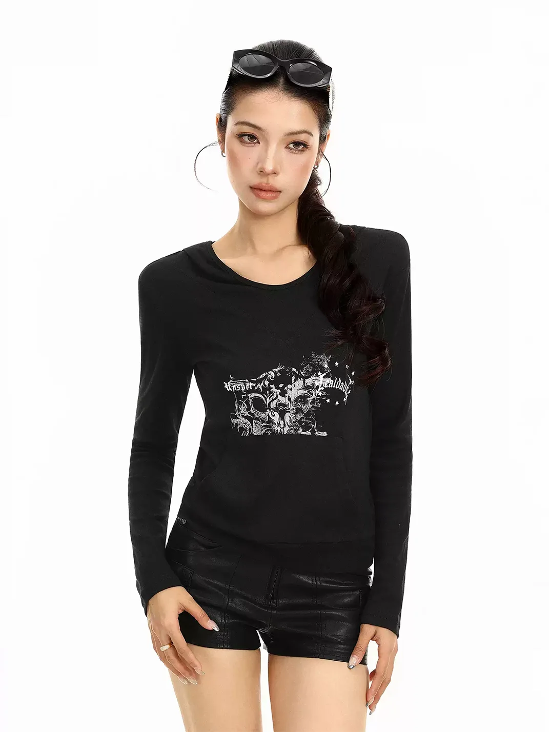 BIGGOLD | Slim Fit Graphic Hooded Long Sleeve T-Shirt
