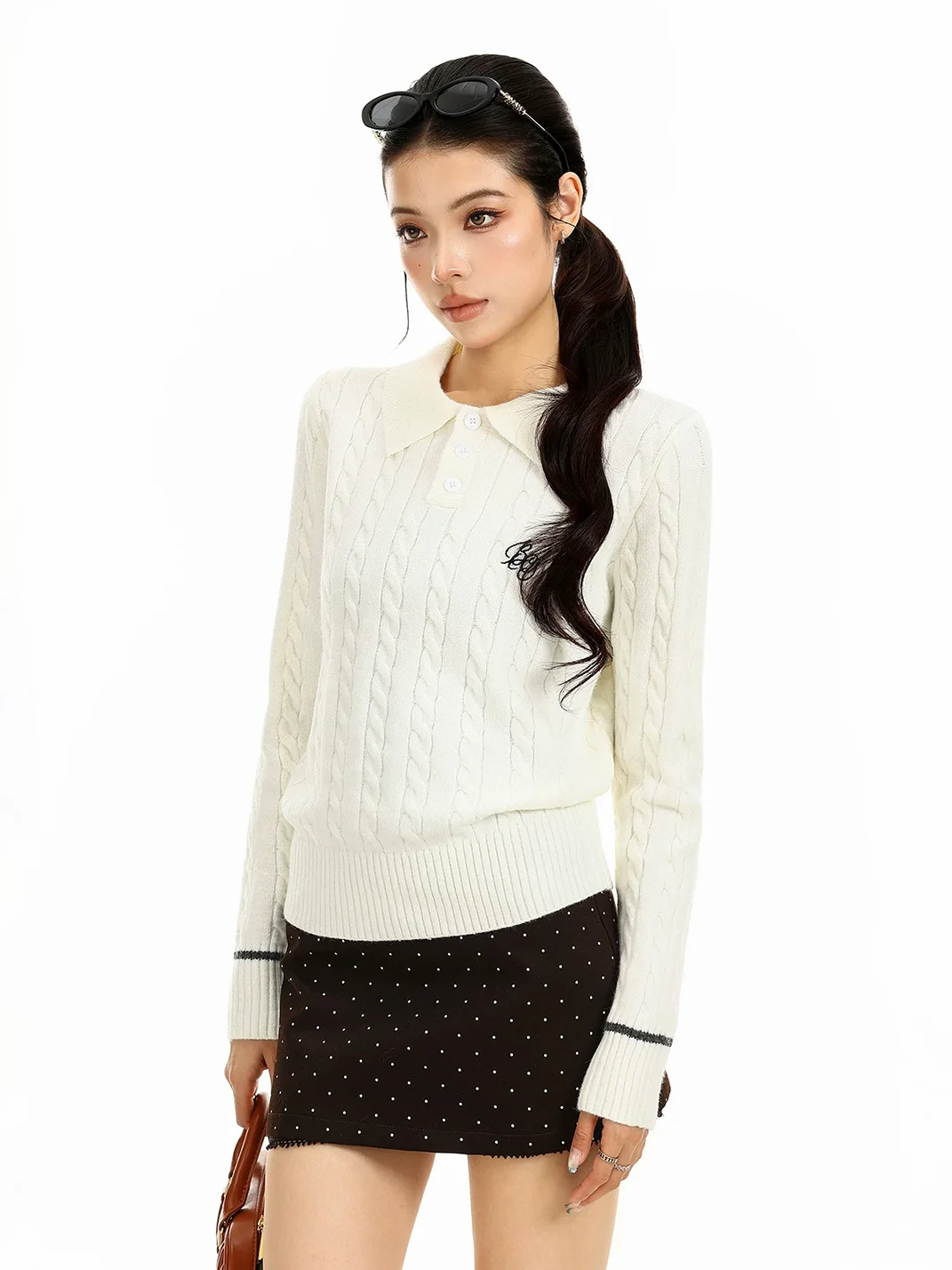 BIGGOLD | Cable Knit Polo Sweater