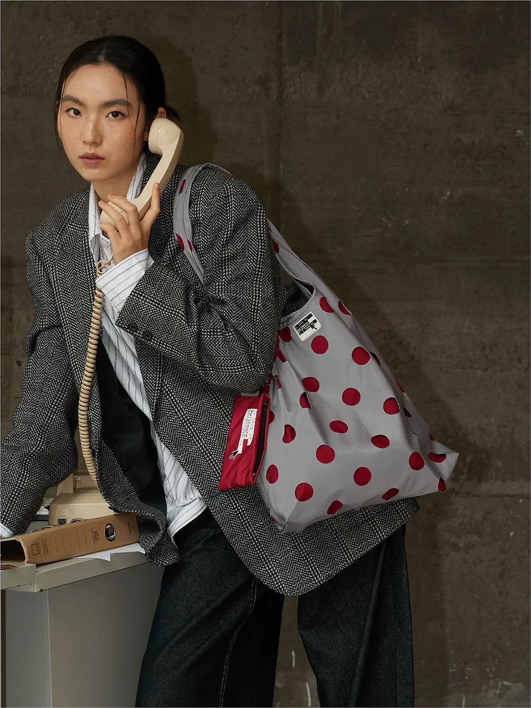 Wishmore | Perforated Polka Dot Shoulder Tote Bag