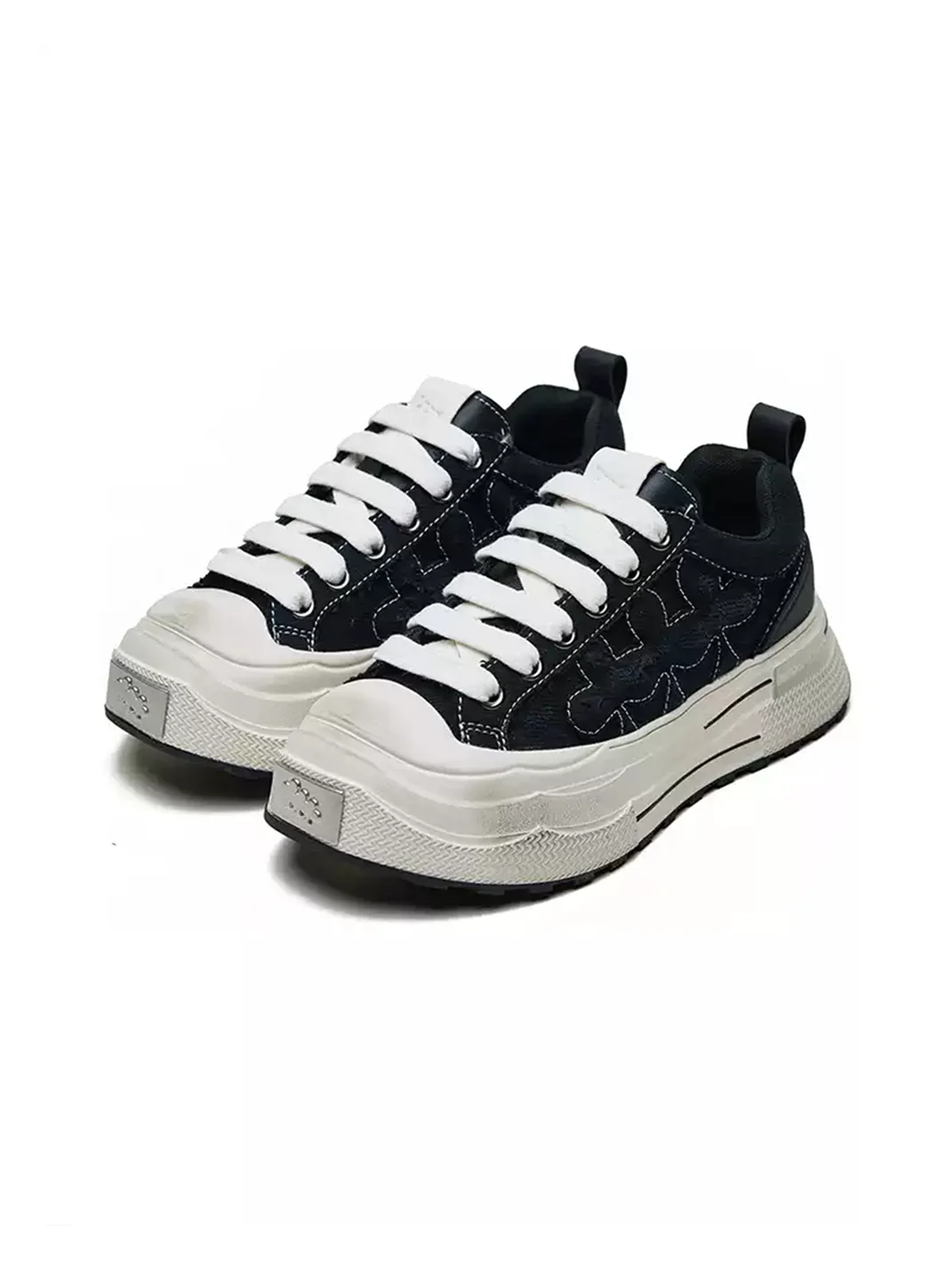 Shootbrand | Distressed Platform Canvas Sneakers
