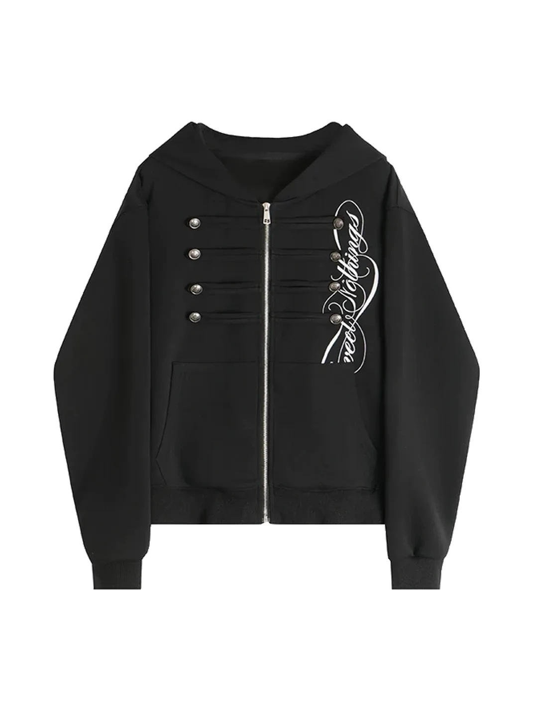 BIGGOLD | Double-Breasted Graphic Zip-Up Hoodie