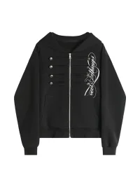 BIGGOLD | Double-Breasted Graphic Zip-Up Hoodie