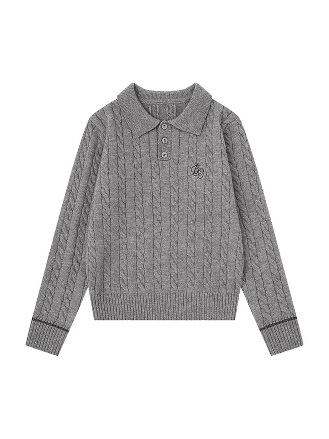 BIGGOLD | Cable Knit Polo Sweater
