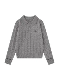 BIGGOLD | Cable Knit Polo Sweater