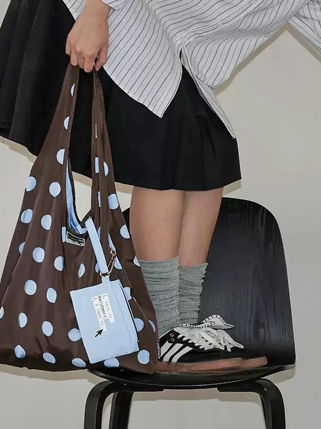 Wishmore | Perforated Polka Dot Shoulder Tote Bag