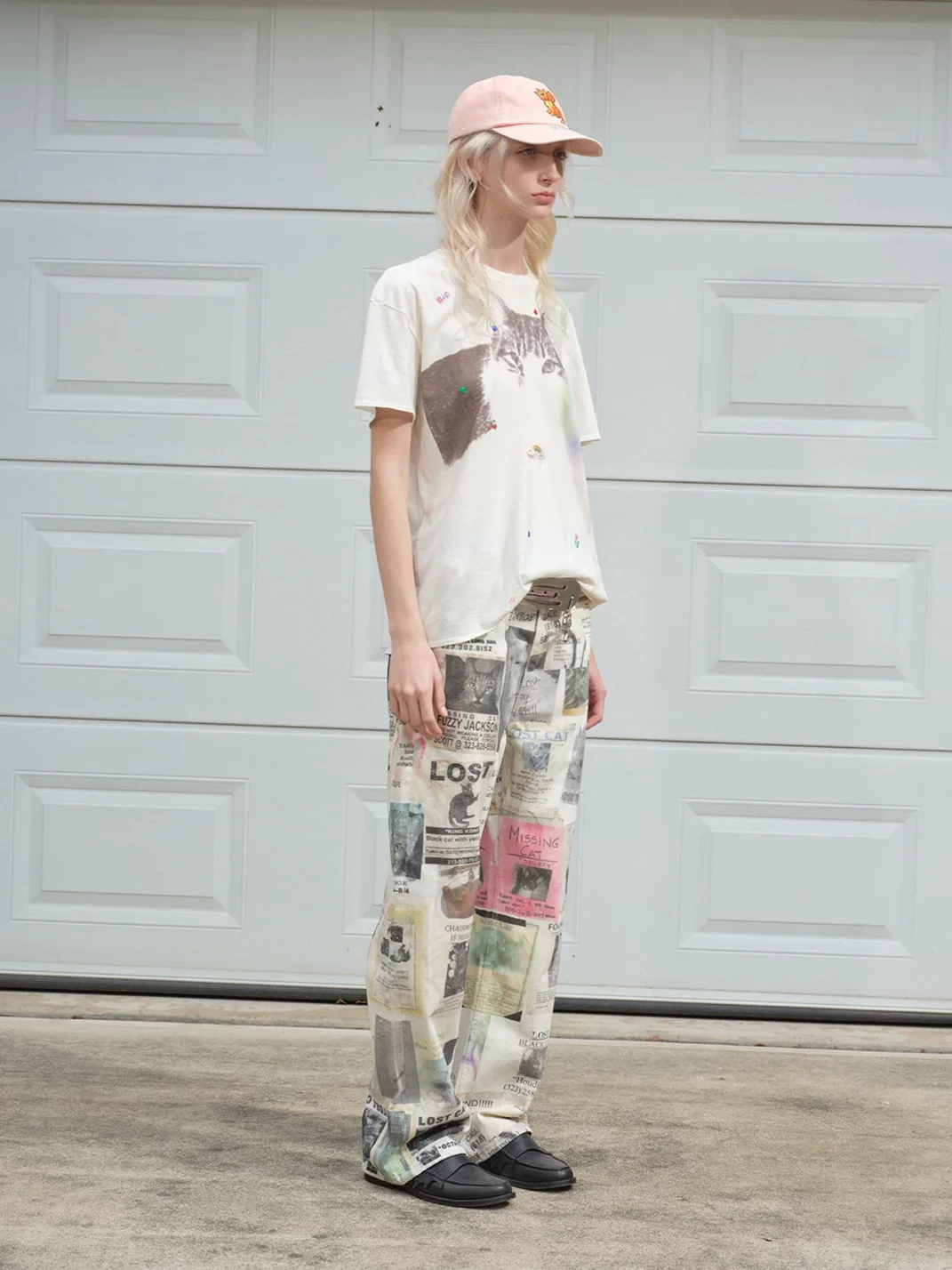 SONGAADON | Lost Cat Print Straight Leg Jeans