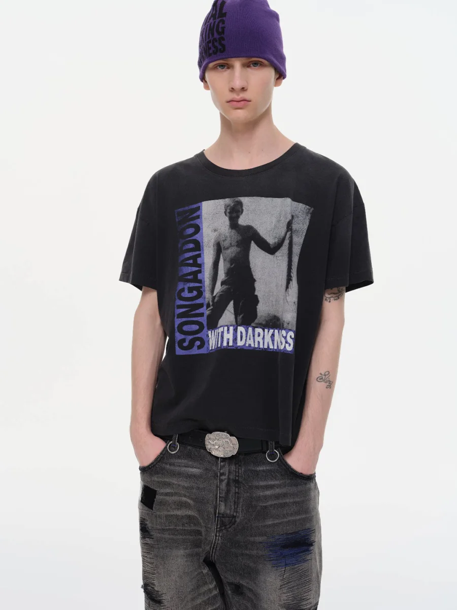 SONGAADON | Distressed Washed Centipede Graphic T-Shirt - 2