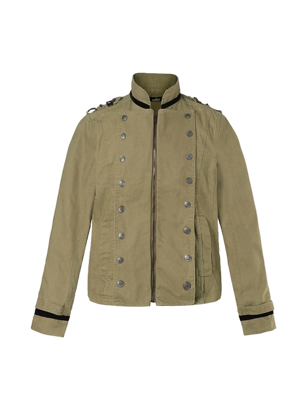 BIGGOLD | Cropped Double-Breasted Stand Collar Jacket