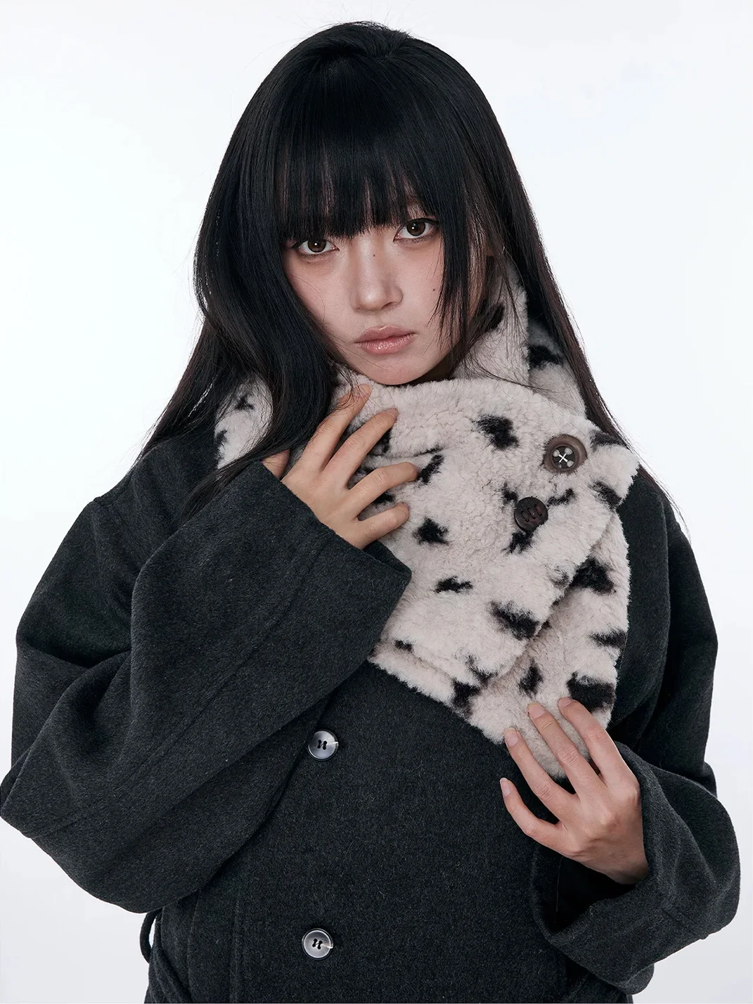 Wishmore | Plush Polka Dot Button Neck Warmer