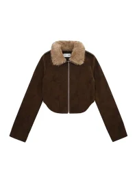 BIGGOLD | Retro Cropped Fuzzy Collar Jacket