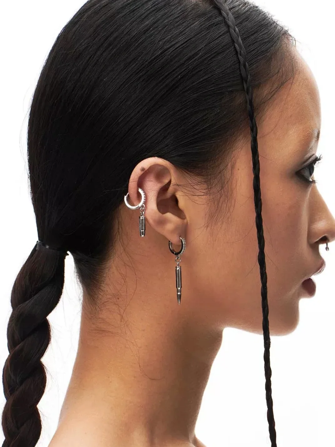 SchwarzGold | Zircon Bullet Pendant Hoop Earrings