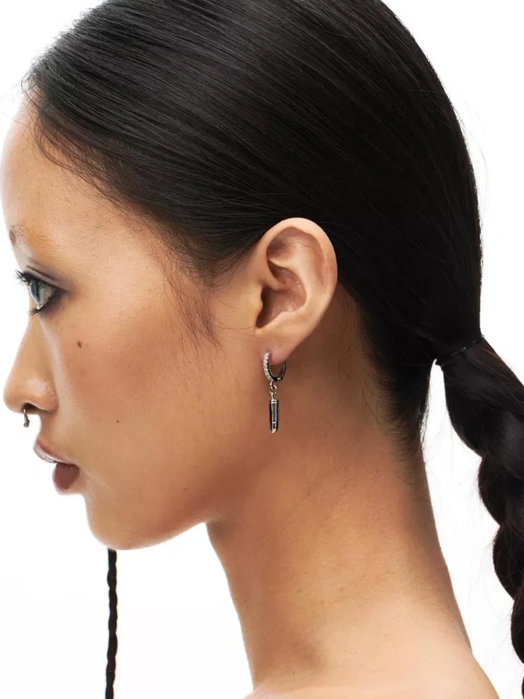SchwarzGold | Zircon Bullet Pendant Hoop Earrings