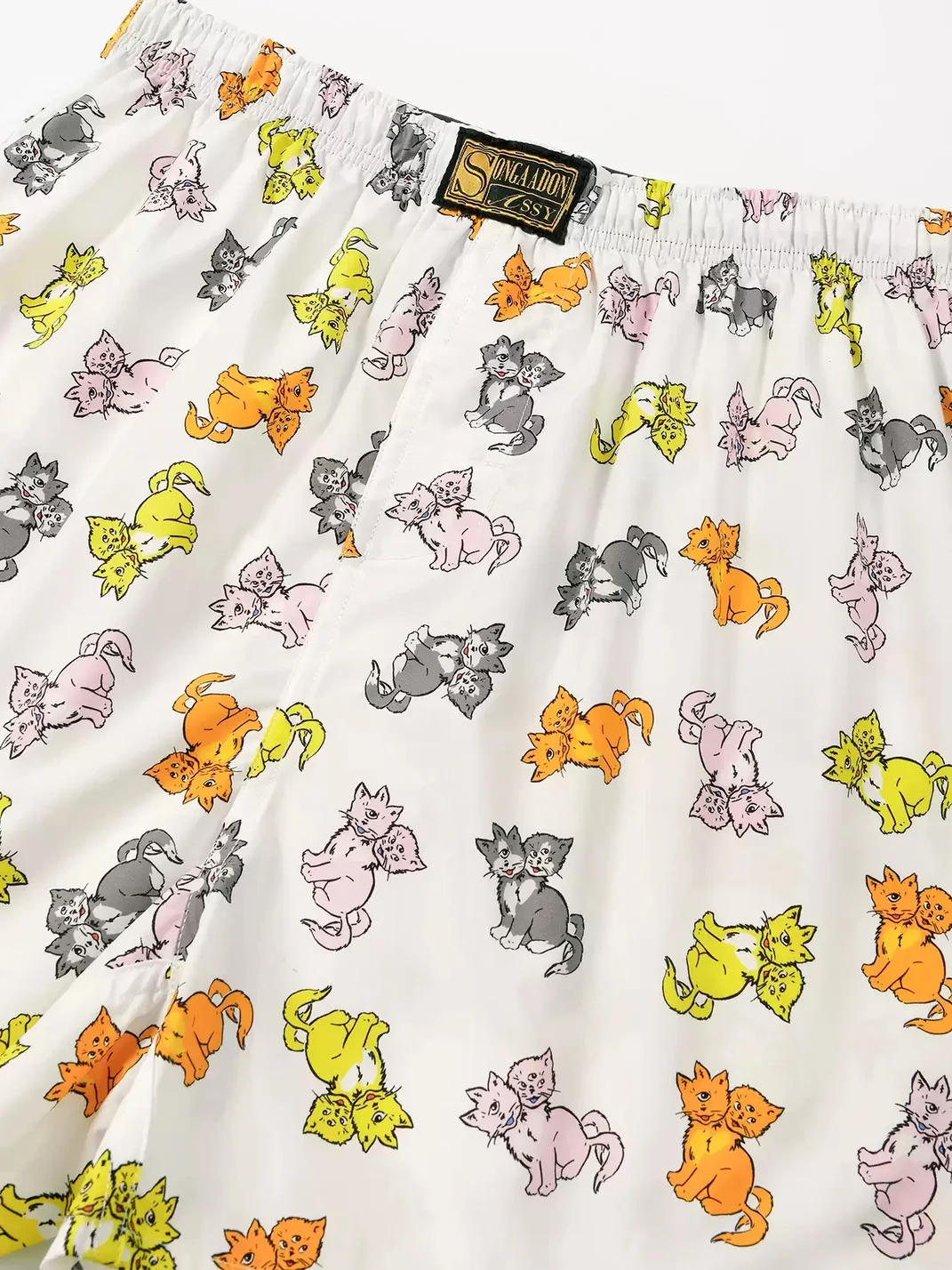 SONGAADON | All-Over Cat Print Loose Cotton Boxer Shorts