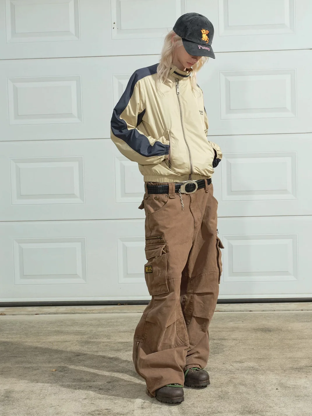 SONGAADON | Loose Fit Multi-Pocket Washed Cargo Pants