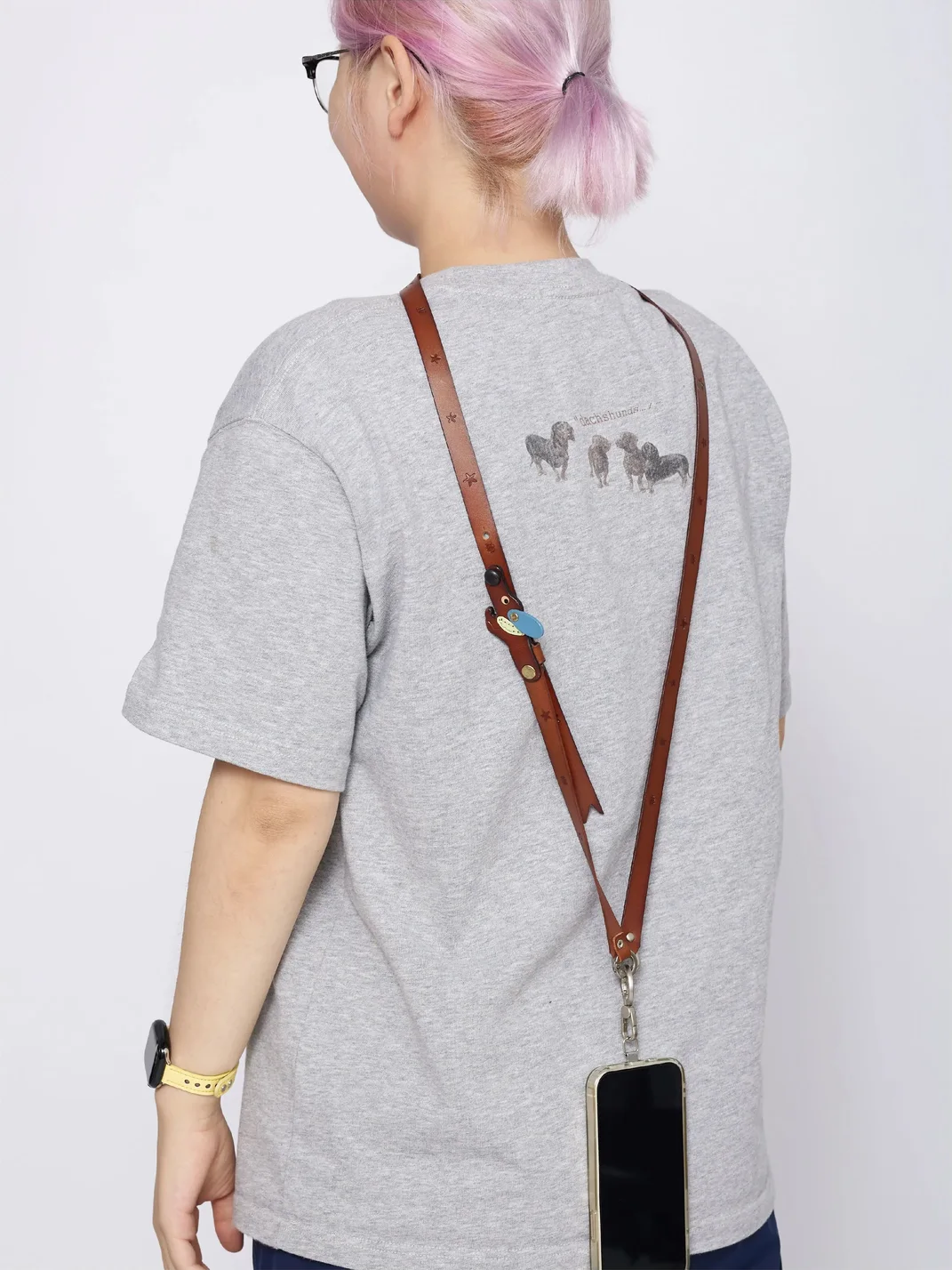 Wishmore | Dachshund Leather Crossbody Phone Strap