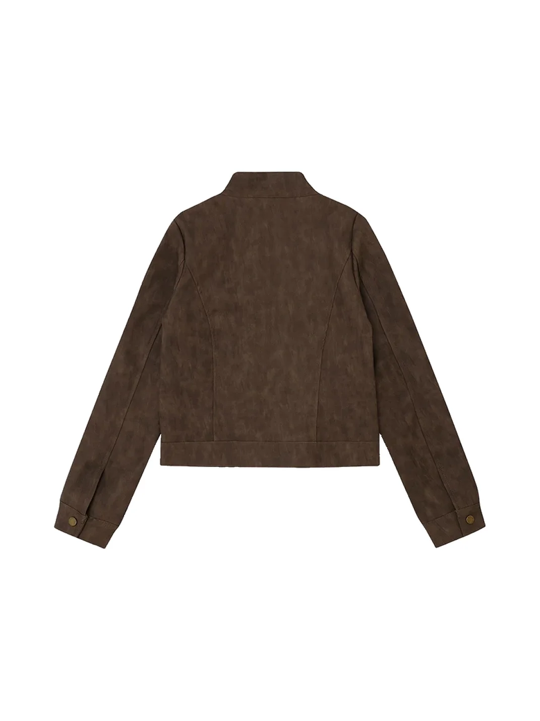 BIGGOLD | Cropped Stand Collar PU Leather Jacket