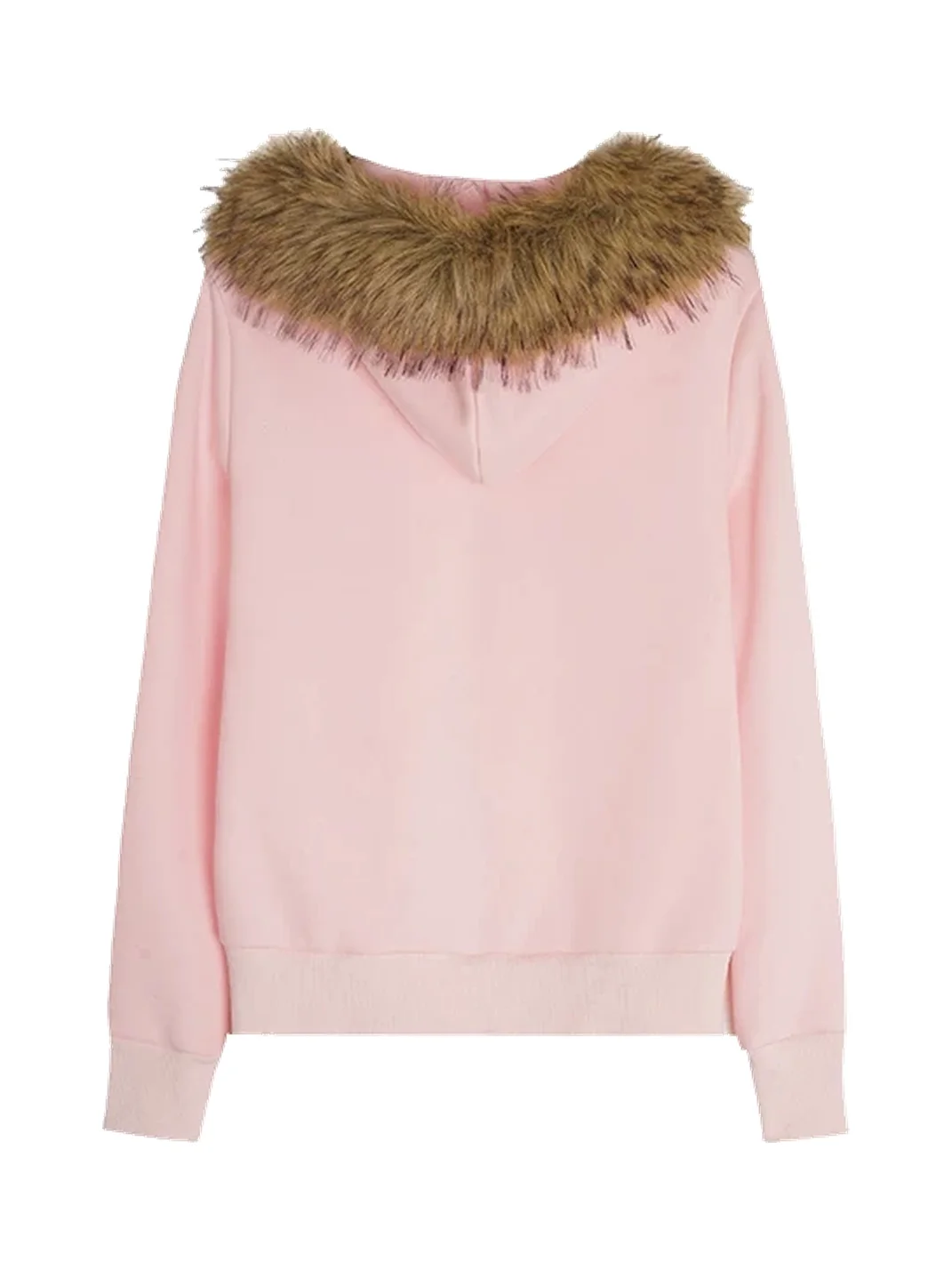BIGGOLD | Slim Cheetah Graphic Faux Fur Trim Zip Hoodie