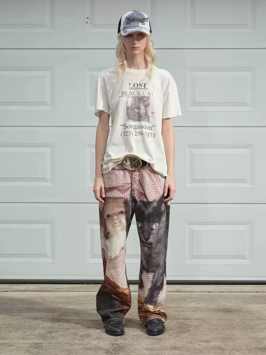 SONGAADON | Cat Graphic Straight-Leg Jeans
