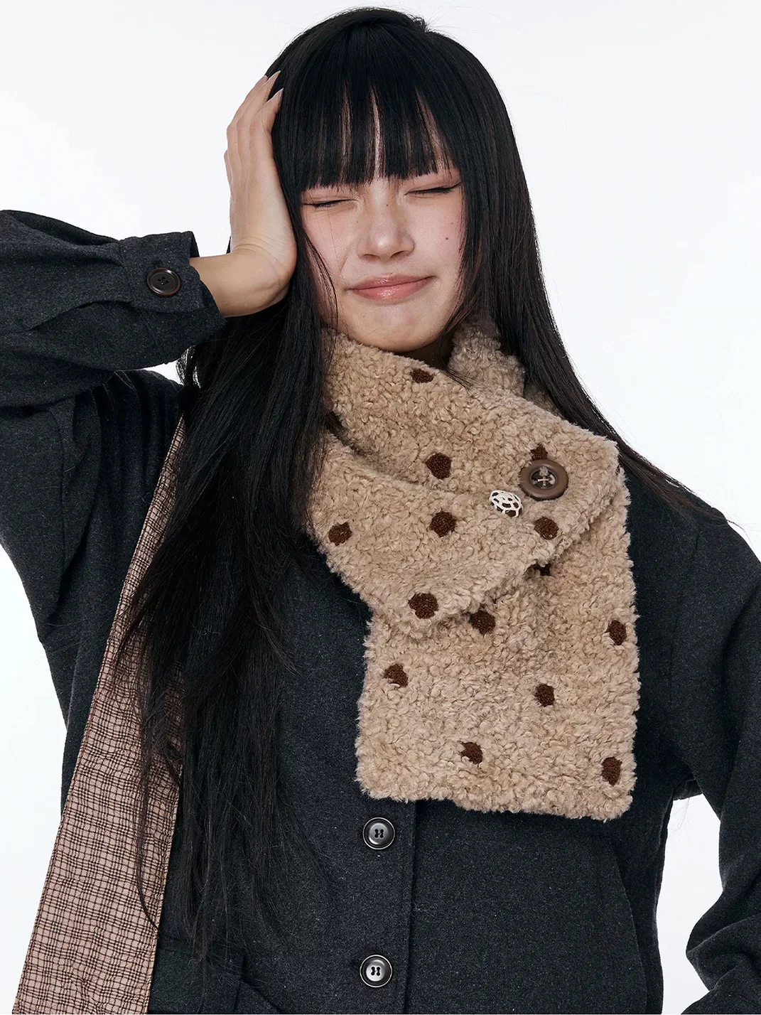 Wishmore | Plush Polka Dot Button Neck Warmer