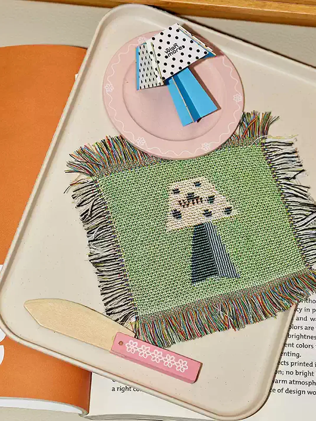 Wishmore | Woven Embroidered Tassel Coaster