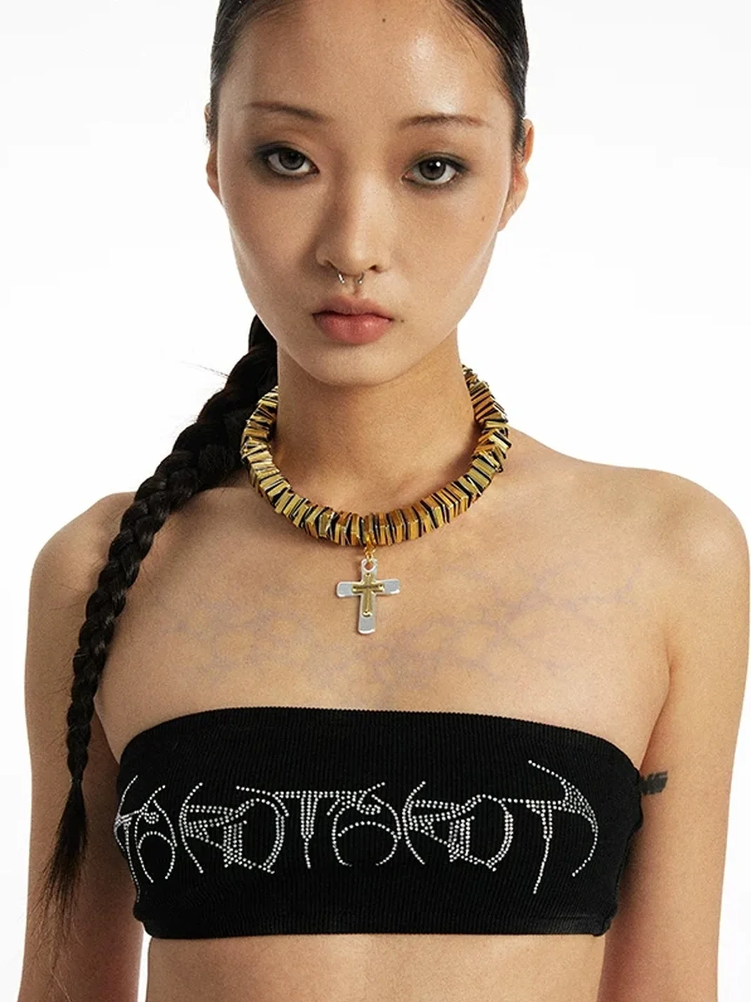 SchwarzGold | Handmade Two-Tone Cross Pendant Necklace