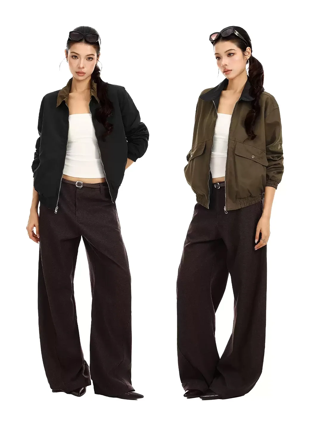 BIGGOLD | Loose-Fit Contrast Collar Zip Jacket