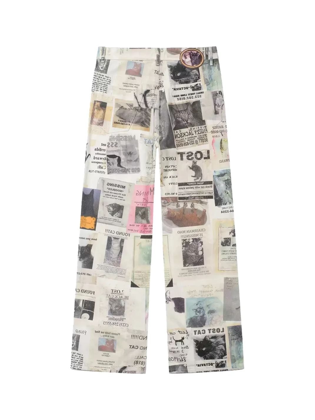 SONGAADON | Lost Cat Print Straight Leg Jeans