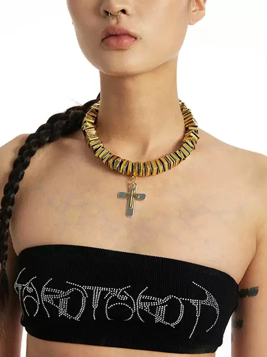 SchwarzGold | Handmade Two-Tone Cross Pendant Necklace