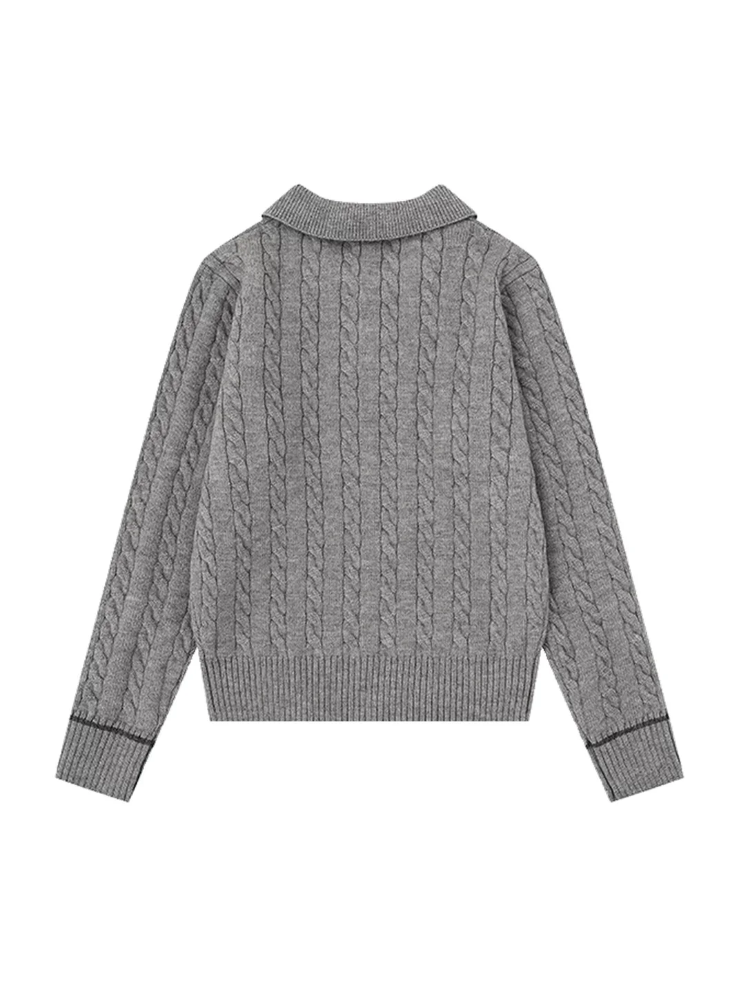 BIGGOLD | Cable Knit Polo Sweater