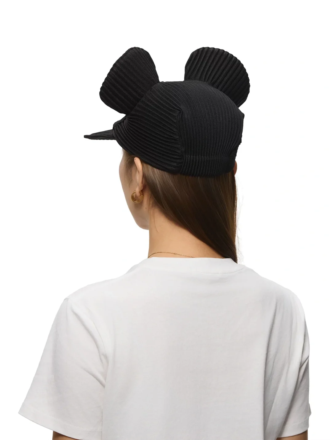 6CRAYON | Black Pleated Mouse Ear Baseball Cap